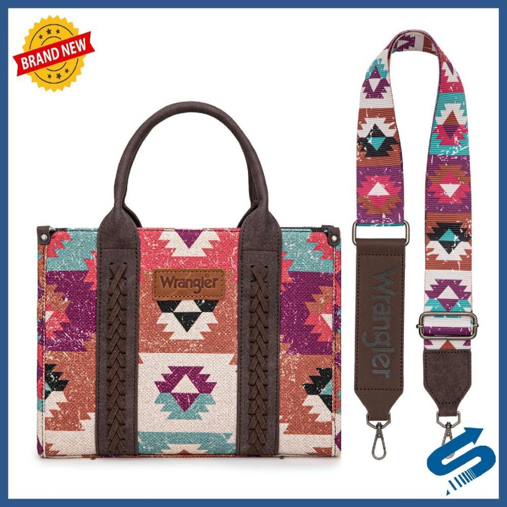 Southwest Tote Bag with Adjustable Guitar Strap, Zipper Closure, 10.5x8.5x4.7